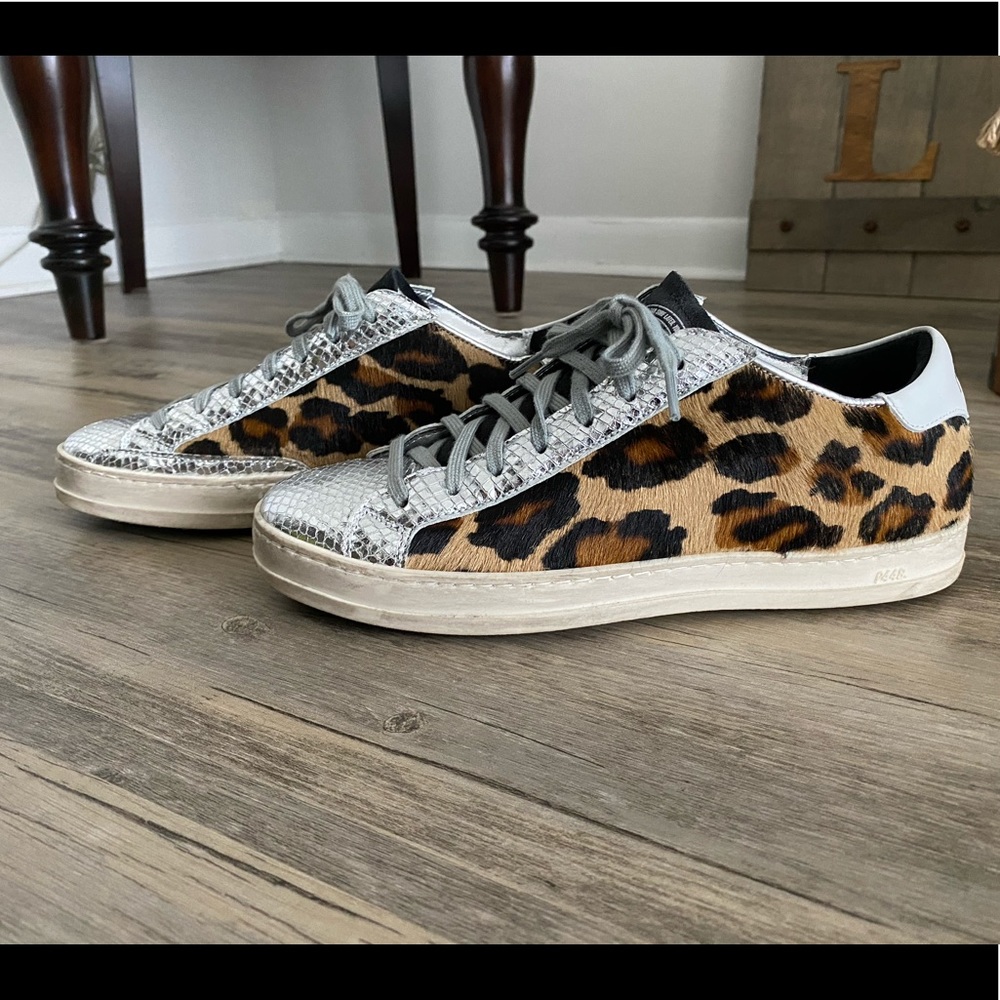 Leopard and Silver P448 Sneakers Size 38, Like New